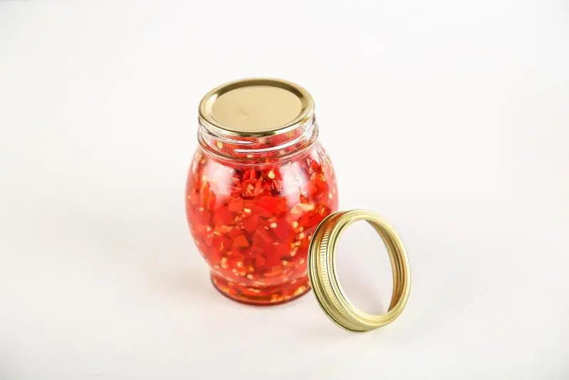 100ml-730glass Round Shape Pickles Storage Jar with Golden Metal Lids, Glass Container