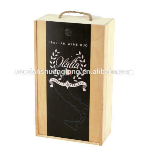 Nuevo material de alta calidad personalizado 2 botellas caja de vino de madera