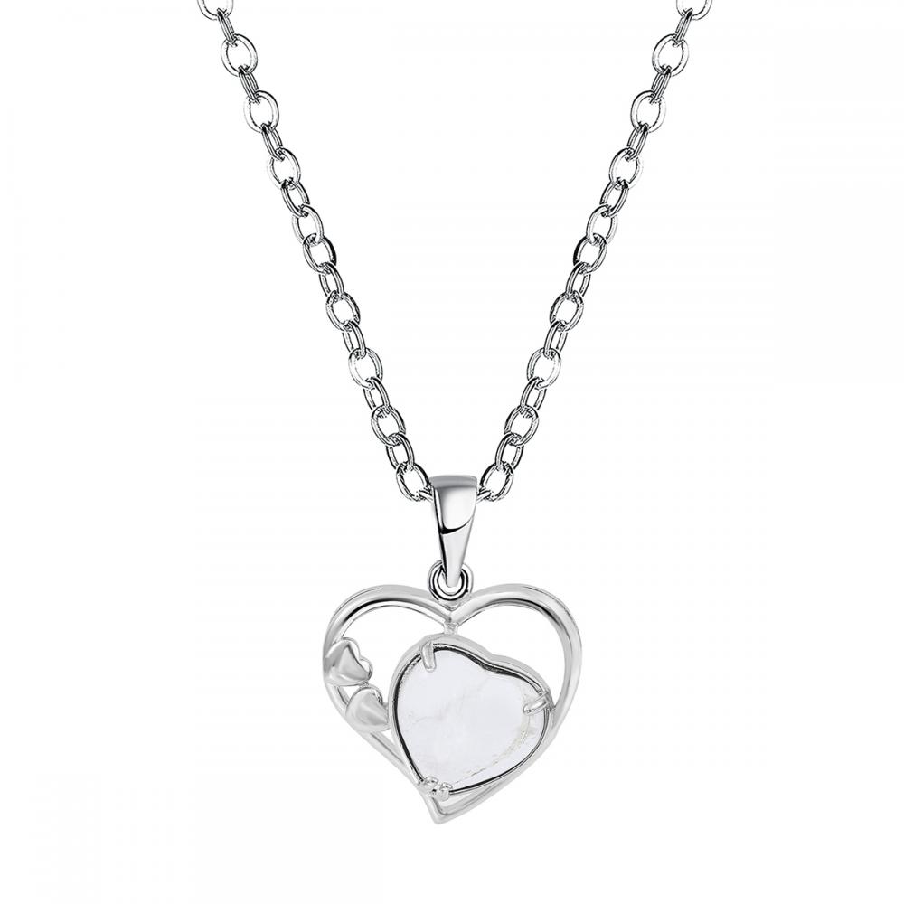 Crystal Love Heart Birthstone Pendante Colliers de pierre précieuse pour les femmes