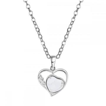 Crystal Love Heart Birthstone Pendant Gemstone Necklaces for Women