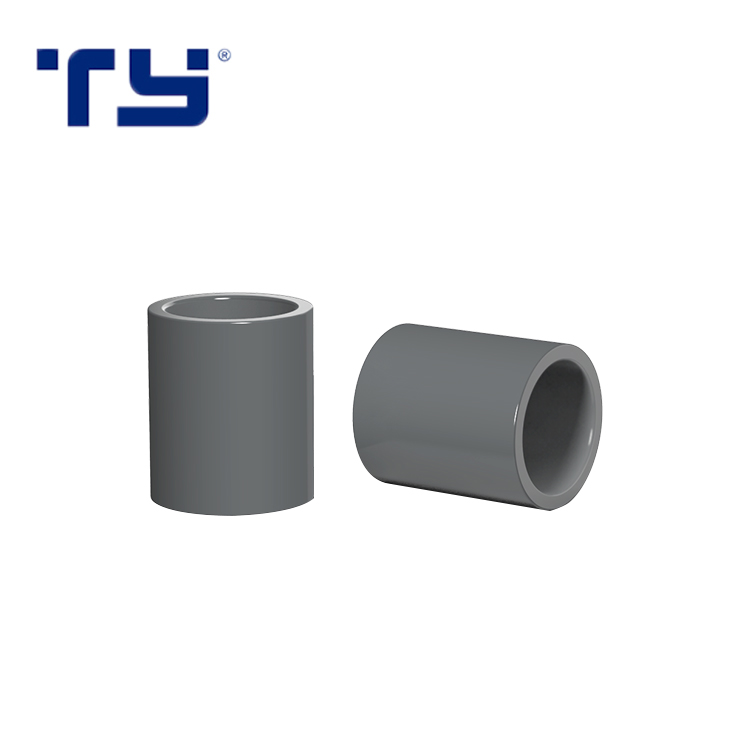 Good Quality PVC UPVC Plastic Grey Color Rubber Joint Pipe Fittings Full Coupling