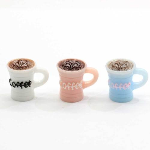 Encantos 3D taza de café resina cabujones Mini minúsculo blanco rosa azul 15 * 21mm mejores cuentas gruesas para decoración artesanal