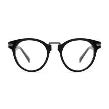 New Design Trendy Unique Metal Nose Bridge Round Lenses Acetate Optical Frames Eyeglasses