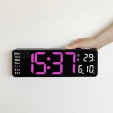 Multi-functional LED Wall Clock with Temperature Display and Calendar