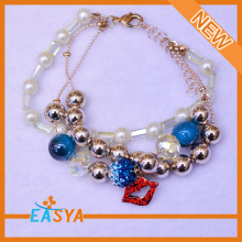 Triple Pearl Chain Multi Strands Fantasy Plastic Beads Bracelet