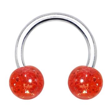 CBR Ruby Red Glitter Horseshoe Circular Barbell