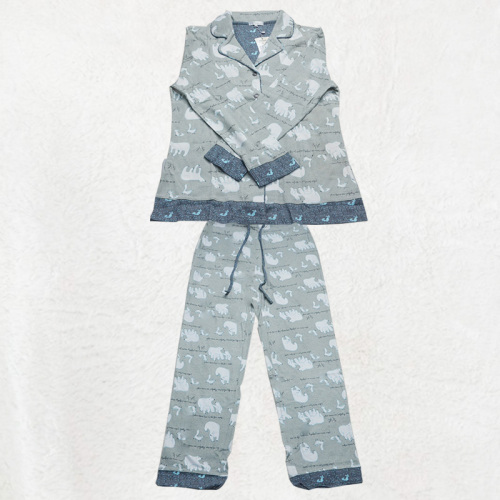 Pijama de algodón estampado gris