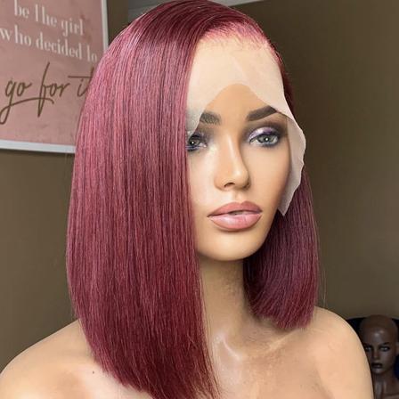 Burgundy Red Straight Bob Wig