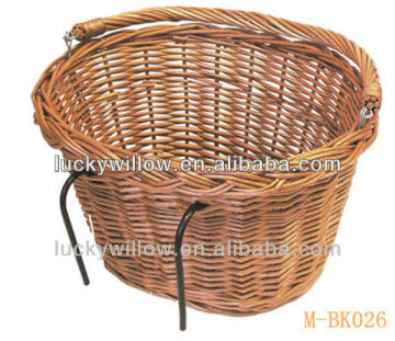 Oval durable wicker bicycle basket / bike accessories with swing handle