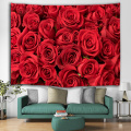 Rose Tapisserie Wandbehang Rote Blume Wandteppich Natur Elegant für Wohnzimmer Schlafzimmer Wohnheim Wohnkultur