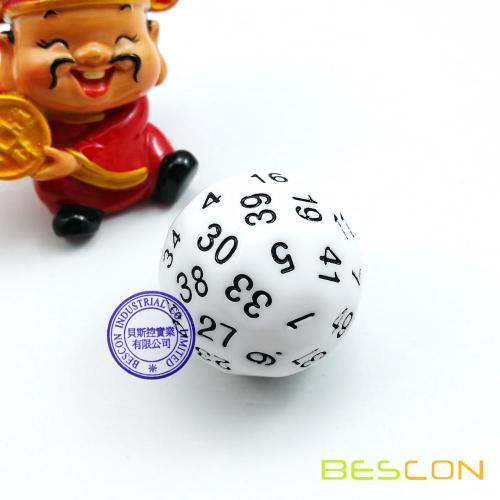 Bescon Polyhedral Würfel 50-seitige Würfel, D50 Würfel, D50 Würfel, 50 Seiten Würfel, 50-seitige Würfel der weißen Farbe