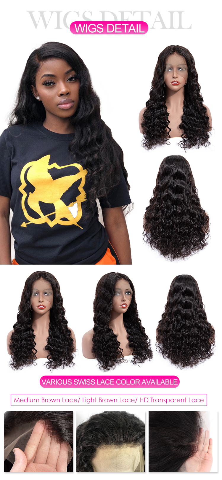 ISEE Factory Best Selling Vendors Aliexpress Custom Made Good Quality Pubic Peruvian Loose Wave Lace Frontal Wig Human Hair