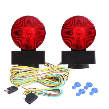 Custom 12V Incandescent Round Double-Sided Magnetic Trailer Light Kit for Towing Vehicles