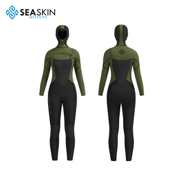 Seaskin Womens 5/4mm de neoprene com capuz