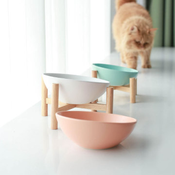 Dogs Feeder With Wooden Raised Stand bowl