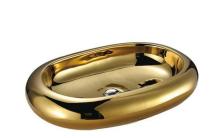 Modern Electroplating Oval Ceramic Bathroom Gold Sink
