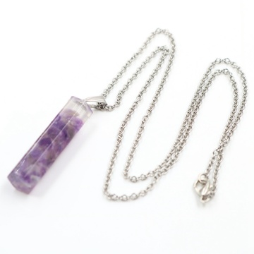 Augen pendant Amethyst Pendants Crystal gravel hexagon women's Fashion necklace