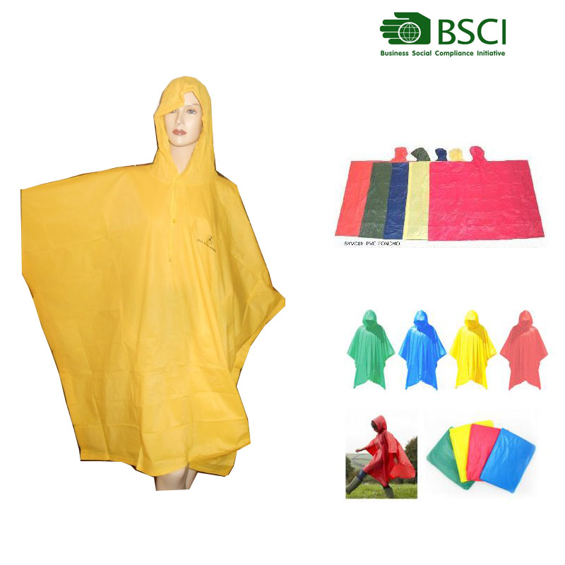 الترويجية الكبار pvc rainponcho pvc ملابس ضد المطر