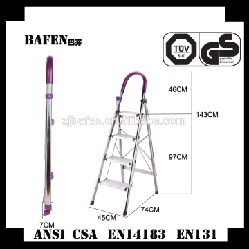 Aluminum folding ladder with handrail