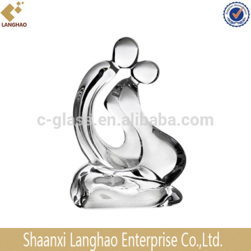 hand press clear glass love couple statue