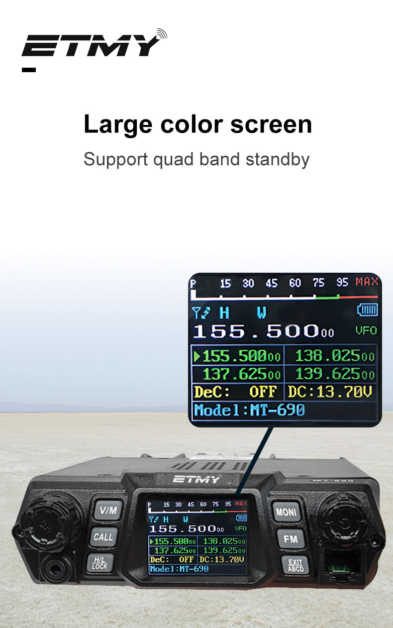 ETMY MT-690 100W 256 Channels Vhf Uhf Radio Car Set Walkie Talkie with Speaker Microphone From Ecom Technologys