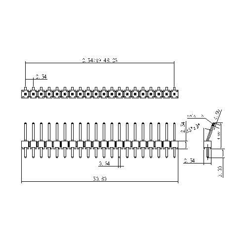 2.54 mm Pin Header BOARD STACKER 20PIN BENDED PHEU05-XXSXX