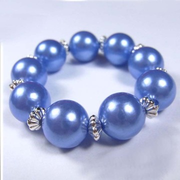 Childrens Blue Pearl Beads Stretch Bracelet