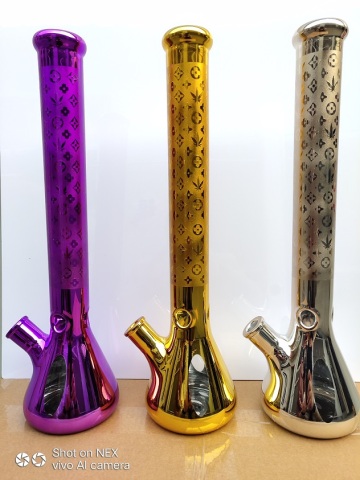 Long Neck Electroplating Artwork Glass Beaker Bongs