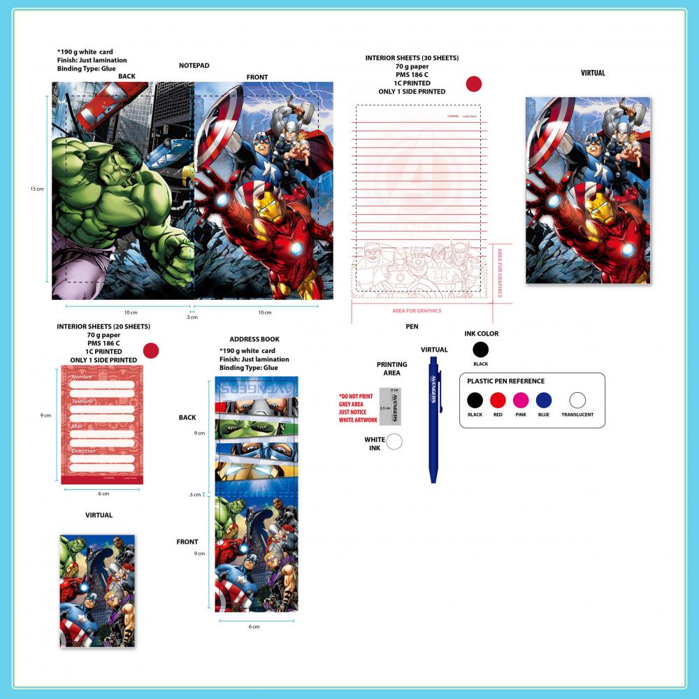 Avengers 3 Piece Notebook Blister Card Set