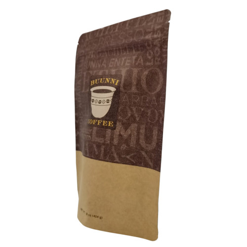 Bolsa de café de papel kraft al por mayor de 16 oz con cremallera