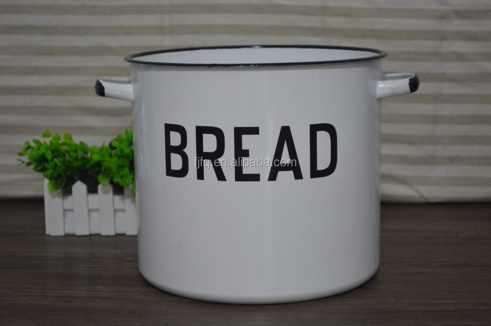 Dia 26cm Enamel Bread Box Storage Pot Potato Pot With Lid