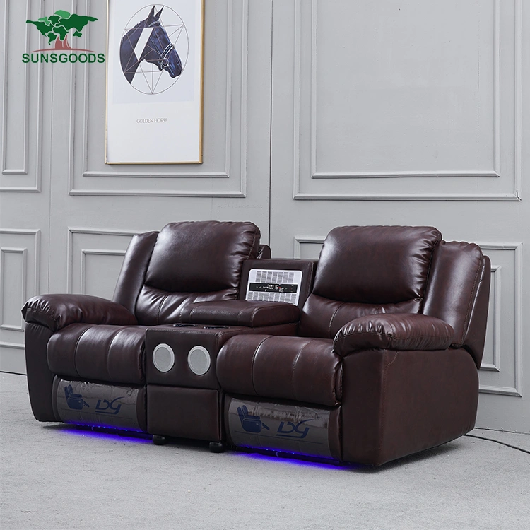 Genuine Leather Modern Leisure Living Room Sofa Comfortable Recliner Sofa Home Theater Furniture Set