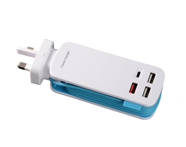 4 chargeur de voyage USB pour téléphone UK Plug