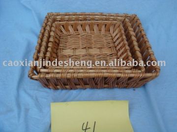 sell brown rectangle square willow basket