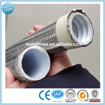 Outer wire braided corrugated teflon hose