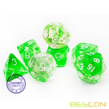 Bescon Crystal Grass 7-tlg. Polywürfel-Set, Bescon Polyhedral RPG Würfel-Set Crystal Grass