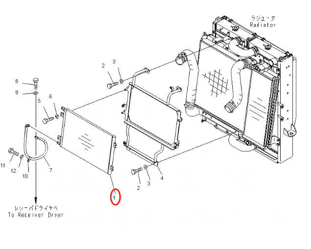 Valódi Komatsu rakodó WA470-6 kondenzátor 421-S62-4120