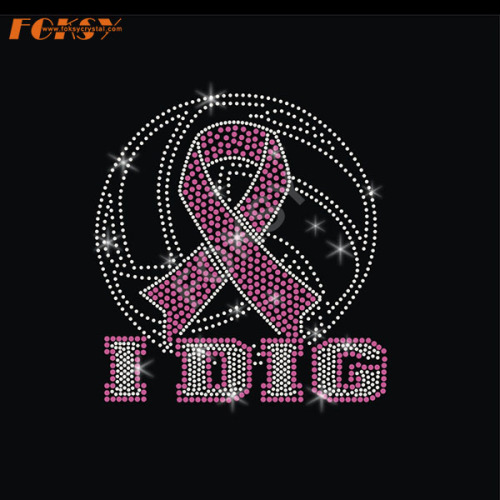 IDIG Ball Pink Ribbon Hot Fix Rhinestone Transfer