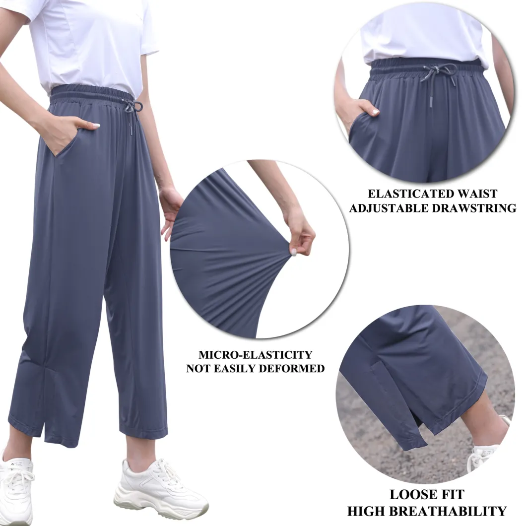 Upf50+ Anti-Ultraviolet Wide-Leg Cropped Ladies Quick Drying Pants