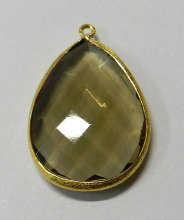 925 Sterling gold plated Smoky quartz Bezel setted connector