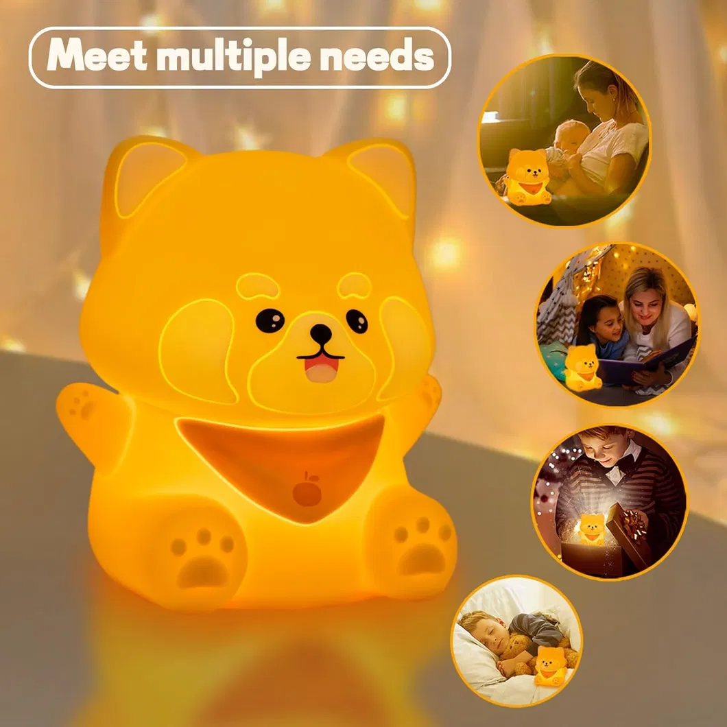 Adorable Rechargeable Red Panda Touch Lamp for Kids′ Rooms
