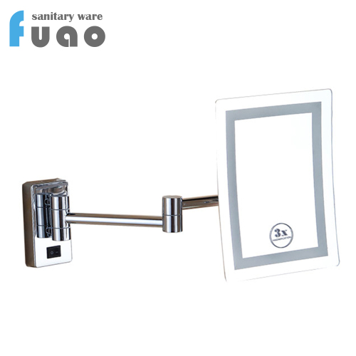 FUAO salle de bain mur carré pliant LED miroir éclairé