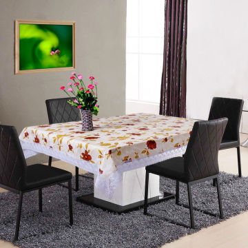 Printed Popular designs Waterproof Pvc Tablecloth with lace border