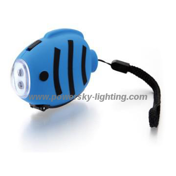 Fish-shaped 2LED Dynamo Flashlight