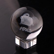 Custom transparent 3d laser engraved aries constellation crystal ball