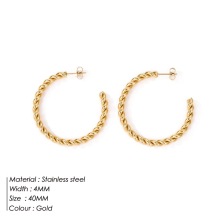 Stainless Steel Gold Plated C-Shaped Twist Earrings - Wholesale Trendy Women's Stud Earrings