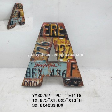 Decorative metal alphabet letters for wall decor, emboss letters plaque