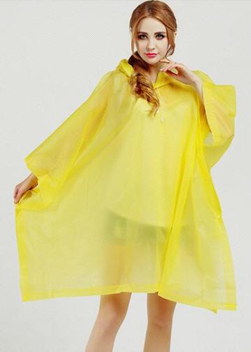 Hooded Clear Plastic Ladies Rain Poncho