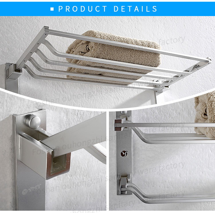 Towel Rack Stand Towel Bars Stainless Steel Bath Room Accessories Clothes Shelf with Towel Hooks