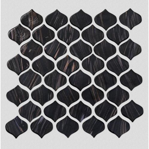 Black Gold Powder Pattern Bar Glass Mosaic Tile